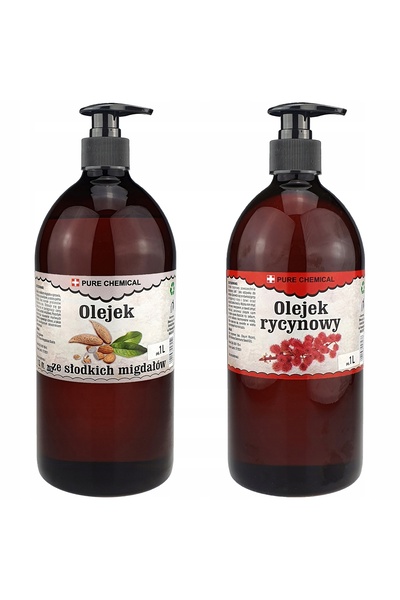 CHOSA Set Uleiuri de Migdale și Ricin, Pure , 2x1l, cu Dozator, Nerafinat, Pr...