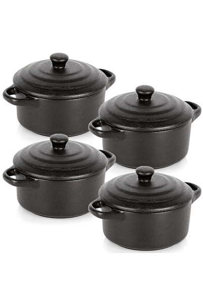 Orion Ramekin-uri de copt din porțelan cu capac 450 ml, 4 bucăți
