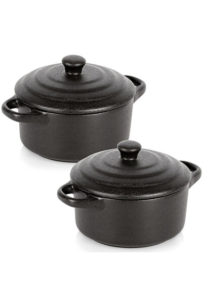 Orion Ramekin-uri de copt din porțelan cu capac, 2 bucăți
