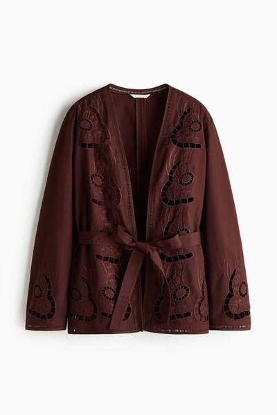 H&M Broderie anglaise tie-belt jacket
