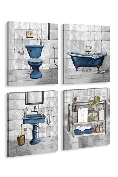 ALAYRA International ديكور جداري مؤطر للحمام، ملصقات قماشية بتصميم ريفي عتيق ...