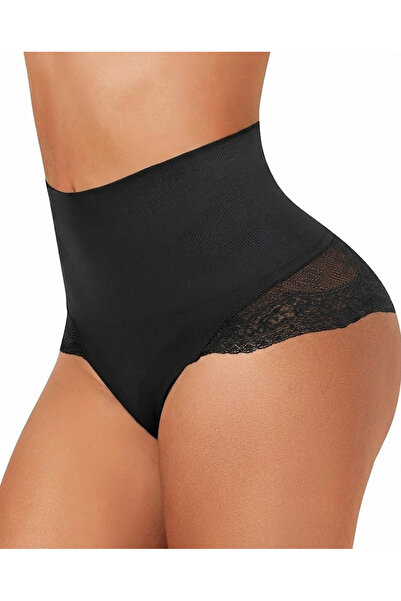 OEM Chiloți modelatori tanga cu talie înaltă, Control abdomen, Din dantelă, F...