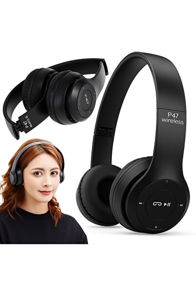 Ayawaska Căști wireless Bluetooth over-ear, pliabile, cu microfon și player M...