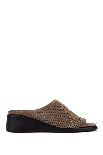 Tamer Tanca Women's genuine leather mink suede heeled slippers