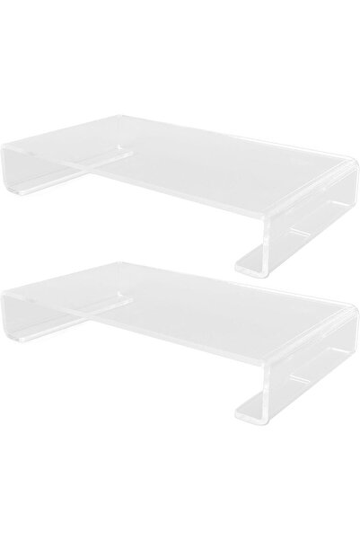 Slasa Acrylic Display Riser Set of 2, Clear Organizer Shelves 24 x 13 x 4 cm