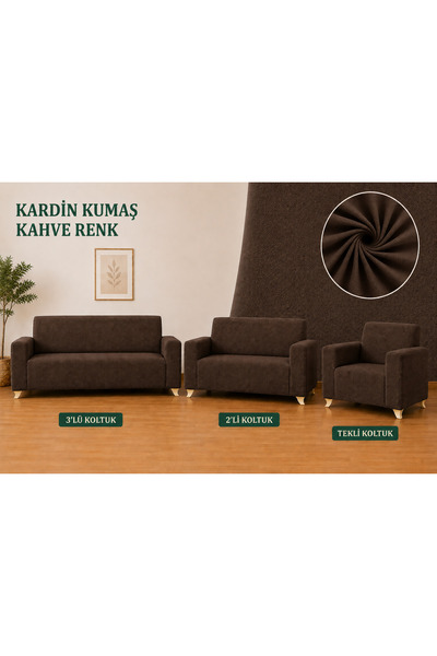 Akbal Home Klasik 3+2+1+1 Koltuk Örtüsü Likralı Tüm Çevre Giydirme Alttan Las...