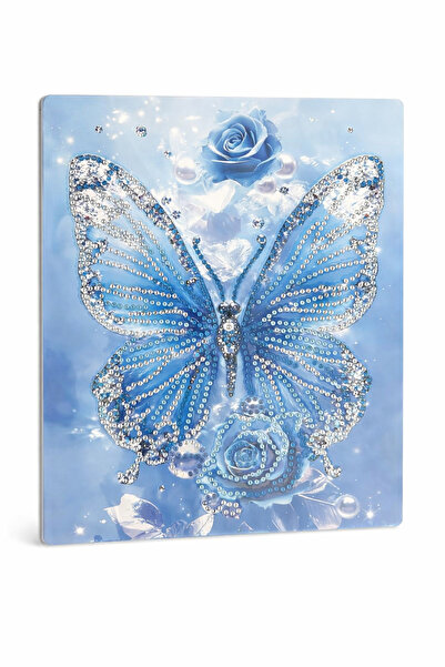 iğne izi Hı Stone 5D Diamond Stone Embroidery Kit Painting 21X25 cm Blue Butt...