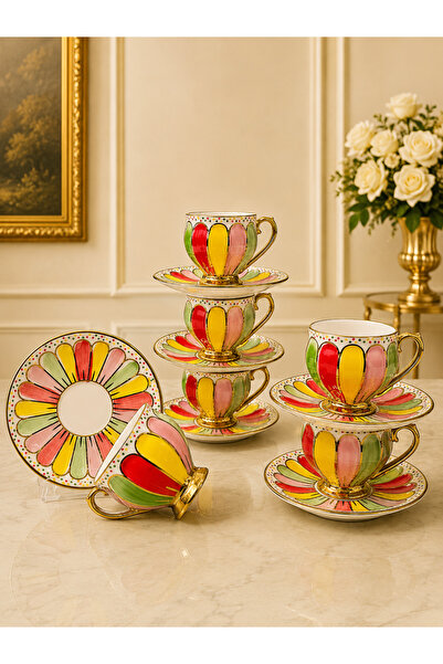 CHANCE GİFT El Boyamasi Coffee Cup Set |   Porcelain Special Boxed Set for 6 ...