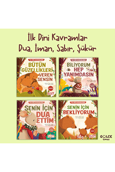Gülce Kitap İlk Dini Kavramlar: Dua, İman, Sabır, Şükür Seti - Okul Öncesi Ki...