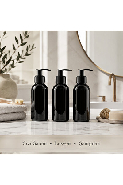 makrobay 10 Adet 100 ML Siyah PET Kozmetik Şişesi Losyon Başlıklı