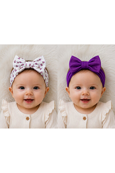 Moda Lina Baby Bandană cu fundă pentru fetițe, pachet de 2