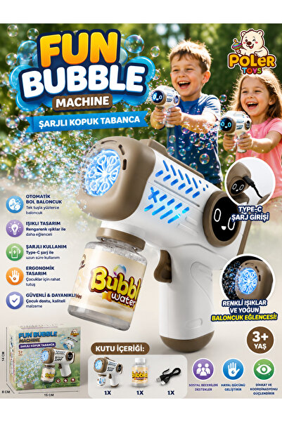 TRUST STORE Şarjlı Baloncuk Tabancası Işıklı Otomatik Köpük Balon Makinesi Bu...