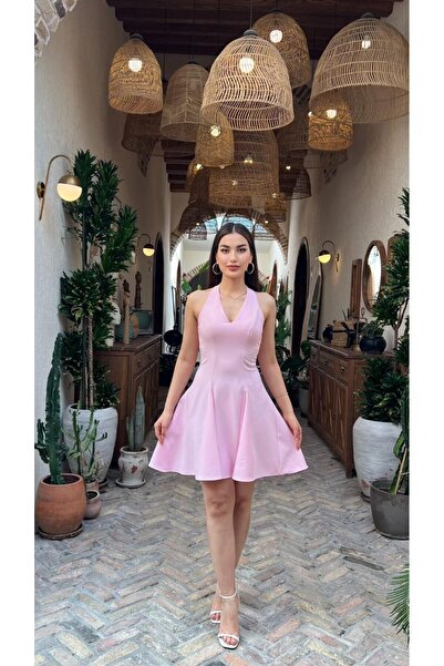 REELMODA ROCHIE DE VARĂ TIP HALTER, CU GULER, PÂNĂ LA GENunchi, CU TIV LĂRGIT...