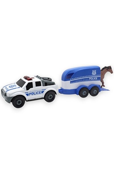 Avaleea Masina De Politie Cu Remorca De Echitatie Si Figurina Cal, Cu Frictiu...