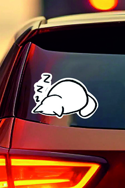 ESLEM Sleeping Cute Cat Car Window Sticker 2 Pieces Pawed Animal Design Fun A...