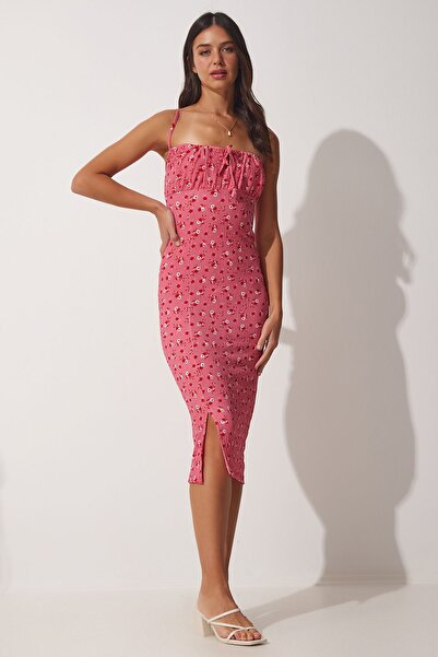 Hiccup Rochie midi bodycon cu imprimeu floral și crăpătură ISTANBUL