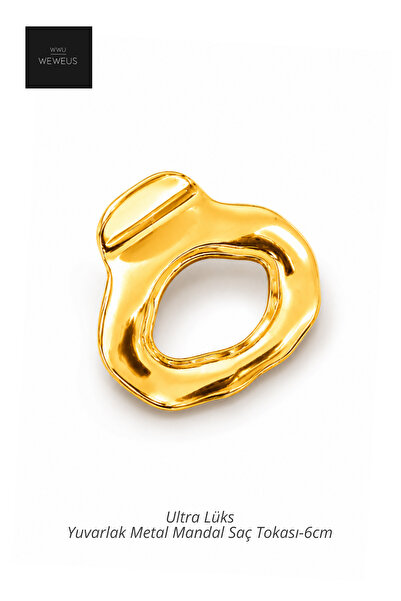 Weweus Cataramă rotundă de lux din metal de culoare aurie