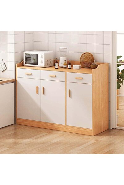 GGEROU White Kitchen Storage Cabinet with Wood Details, Large Capacity Buffet...