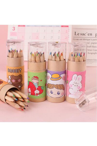 Bukela 4 Sets Mini Colored Pencils,Kids Toddler Pencils with Sharpener
