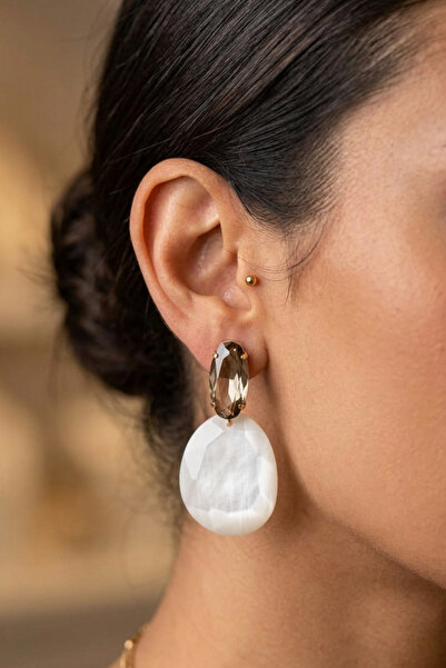 PETEK AKSESUAR Saedef Stone Stylish Earrings 6 Cm.
