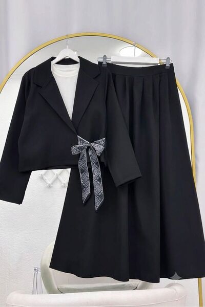 EC MODA Jacket with Cross-Tie Scarf Detail