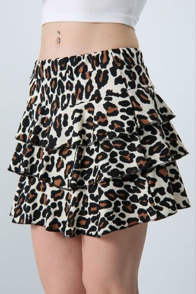 GK LUXURY & FASHION Leopard Pattern Pleated Mini Skirt Wrinkled Fabric Premiu...