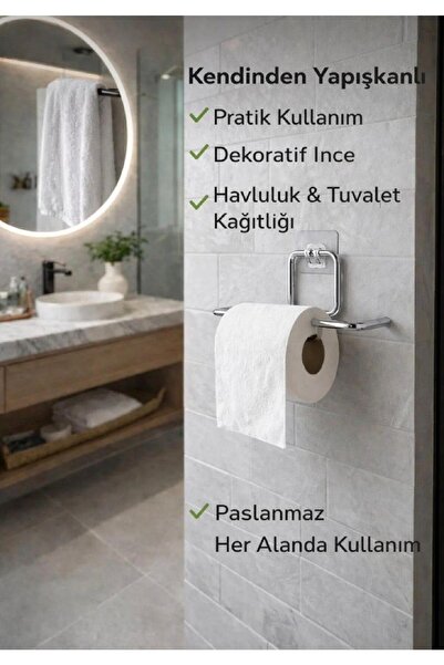Lilya Home Yapışkanlı WC Kağıtlık / Tuvalet Kağıtlık – Deliksiz Montaj, Ergon...