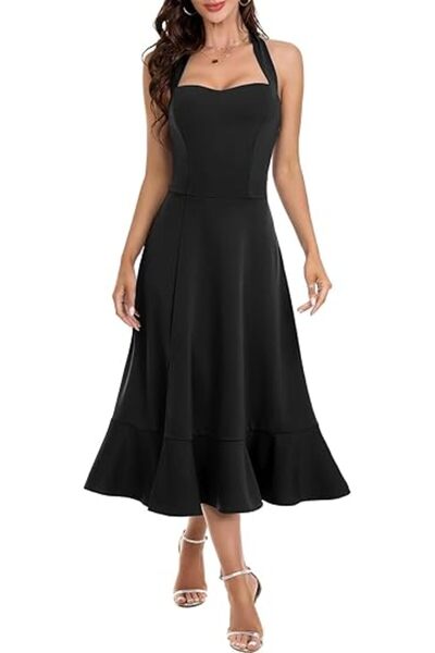 OEM Rochie maxi de damă de cocktail evazată rochie de gală seară neagră XL