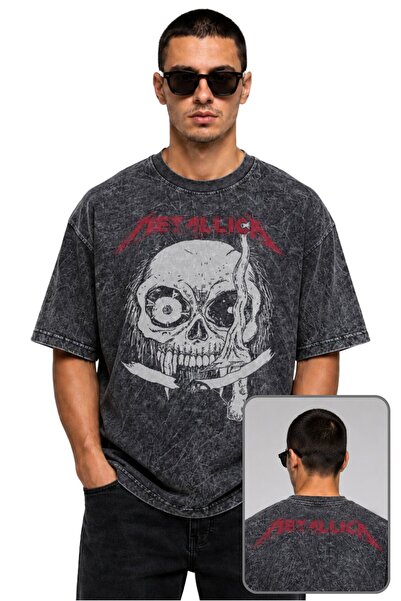 Fuddy Moda Tricou unisex cu imprimeu Metallica Skull Ense, lavabil, tricou re...