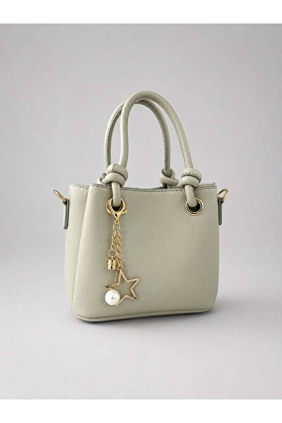 RumyaCollection Kadın Tote Çanta Mint Yeşil Charm Aksesuarlı Çok Bölmeli El v...
