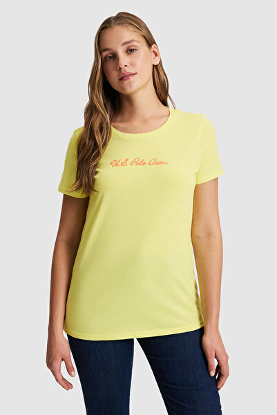 U.S. Polo Assn. Tricou de bază verde fistic pentru femei 50323450-VR087