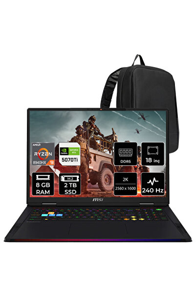 MSI Raider A18 HX AMD Ryzen 9-8940HX RTX 5070 Ti 12GB 140W 8GB RAM 2TB SSD 18...