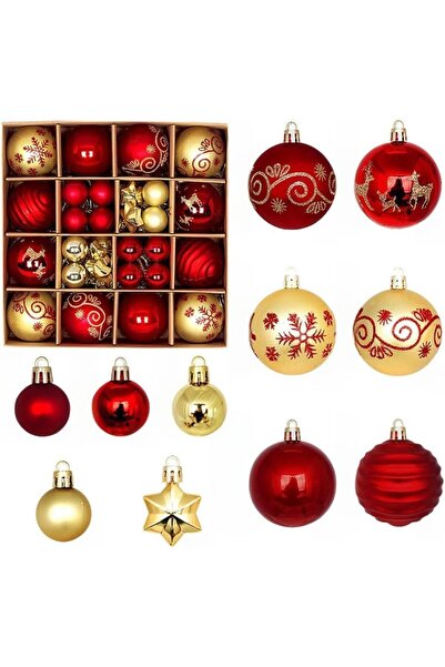 OEM Globuri de brad Set 44 Decorațiuni de Crăciun Metalice Rezistente 3 și 6 cm