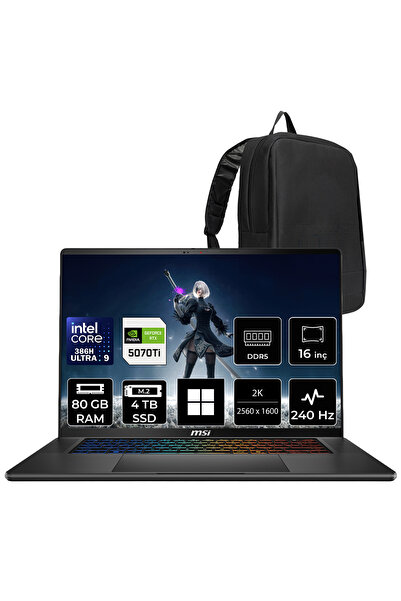 MSI Stealth 16 AI+ Intel Core Ultra 9-386H RTX 5070 Ti 12GB 125W 80GB RAM 4TB...