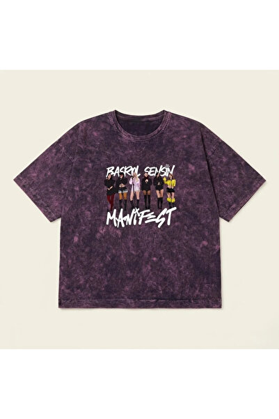 kidstalya Manifest Printed Oversize Washable Fabric Girls' T-Shirt