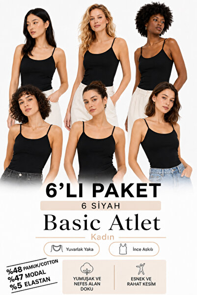 Loule Women's 6-Piece Modal & Cotton Thin Strap Flexible Basic Undershirt - A...