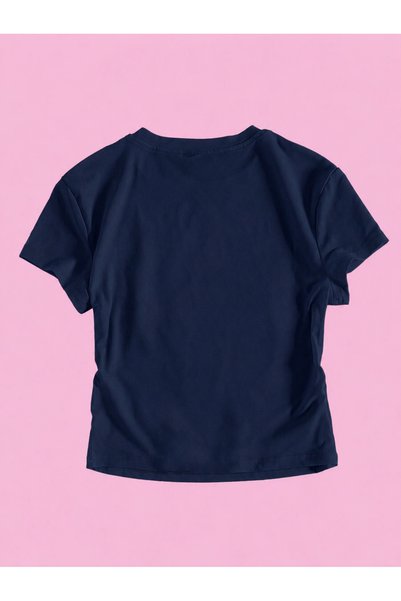 WESTİMO Women's Marine Style Printed Crew Neck Slim Crop Tshirt