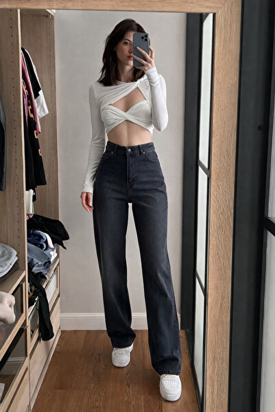 XRAY JEANS Pantaloni de damă, elastici, clasici, din denim palazzo afumat