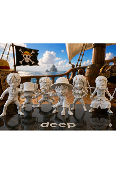 deep3d One Piece Chibi Figür Seti - Hasır Şapka Tayfası Komple Dekore Set (6+...