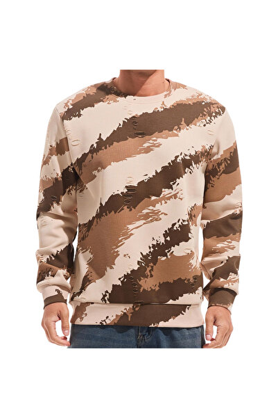 OEM Hanorac Polar Bărbătesc Crewneck Casual Călduros Moro Camuflaj Bej XXL