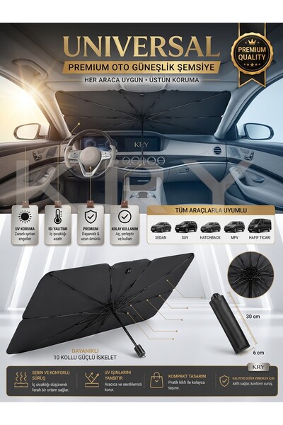 KRY Car Windshield Sunshade Foldable Umbrella – Auto Sun Protector Heat and U...