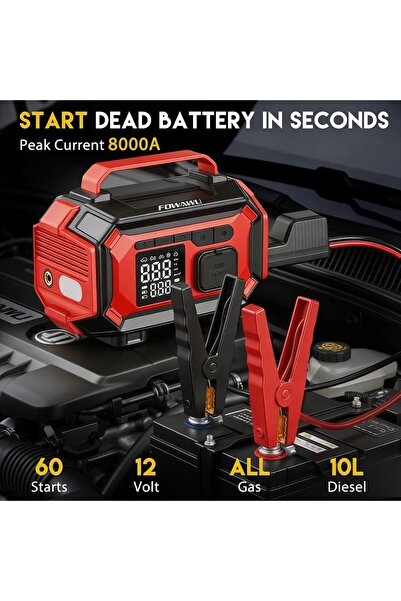 FOWAWU 8000A Jump Starter with Air Compressor, Car Battery Jumper Starter pow...