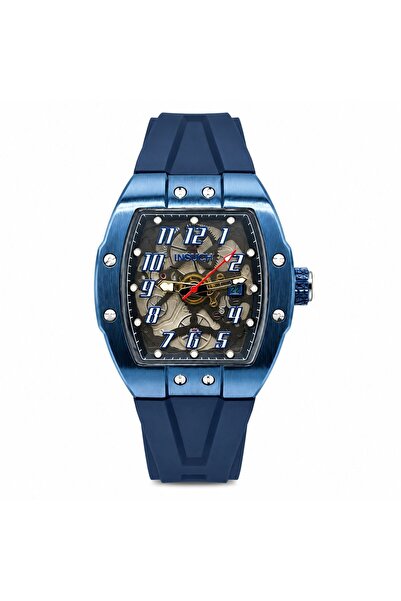 INSUCH Edge IN1033 Men’s Analog Quartz Watch Blue Skeleton Dial Blue Silicone...