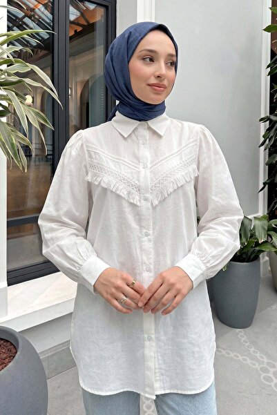 zenne Tassel Detailed Shirt 2109 - White