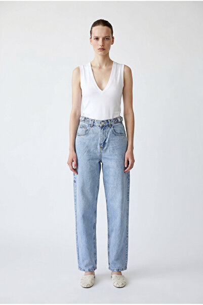 Sementa Baggy Jeans with Belted Epaulet Buckle - Ice Blue
