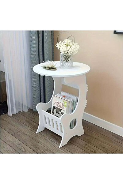 Arabest Modern Round Side Table with Magazine Rack, Space-Saving End Table fo...