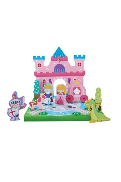 OEM Set de cărămizi de construcție din lemn, Castel și figurine, 15 piese