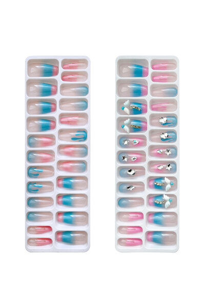 duoguo Set Unghii False, Duoguo, Y2K Pastel, Press on, 48 buc, 2 modele, Reut...