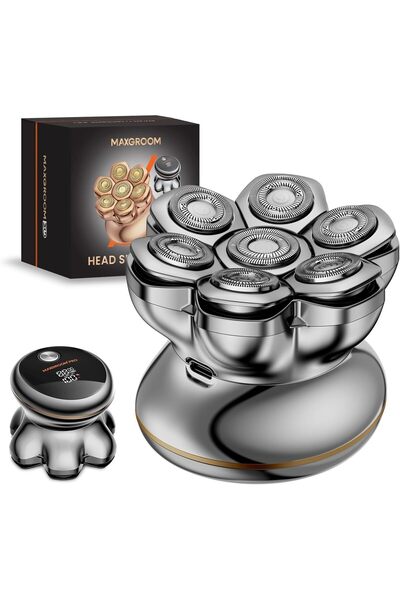 MAXGROOM ®   ماكينة حلاقة كهربائية PRO 7D للرجال الصلعاء - ماكينة حلاقة لاسلك...