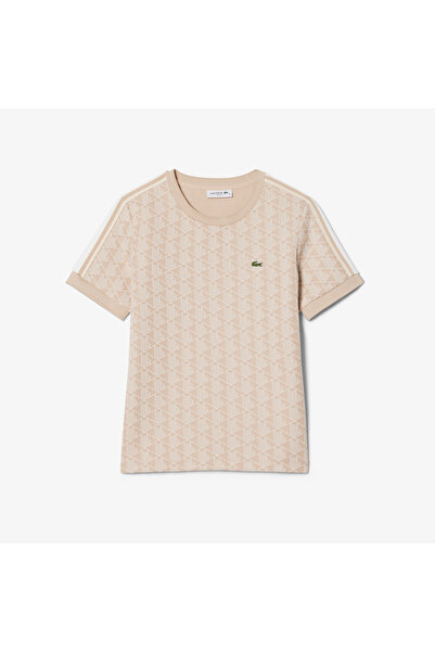 Lacoste Kadın Slim Fit Bisiklet Yaka Monogram Açık Pembe T-Shirt